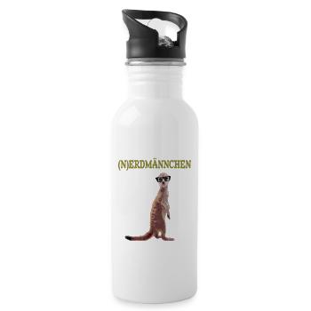 Nerdmännchen Erdmännchen lustig Tiere - Trinkflasche mit integriertem Trinkhalm - Weiß - Rechts