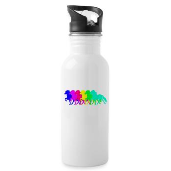 Icelandic horse rainbow - Water bottle with straw - white - Right