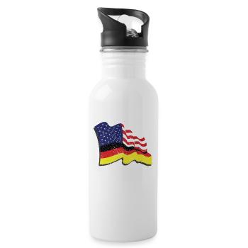 German American Flag USA America German - Trinkflasche mit integriertem Trinkhalm - Weiß - Rechts