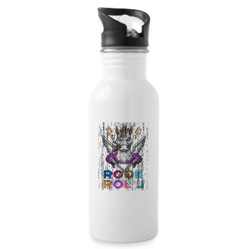 Rock and roll unicorn unicorn guitar headbang - Water bottle with straw - white - Right