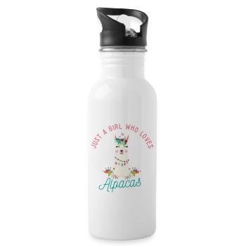 Cute Just A Girl Who Loves Alpacas - Trinkflasche mit integriertem Trinkhalm - Weiß - Rechts