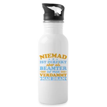 Niemand Ist Perfekt Aber Als Beamte Nah Dran - Trinkflasche mit integriertem Trinkhalm - Weiß - Rechts