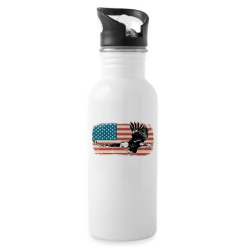 Aigle usa amérique tête d'aigle amérique cadeau - Gourde avec paille intégrée - blanc - Droite