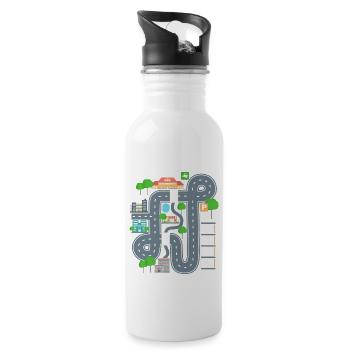 Car Play Mat Shirt for Dad - Water bottle with straw - white - Right