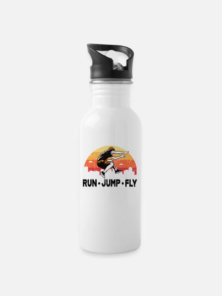 Parkour vintage freerunner - Water bottle with straw - white