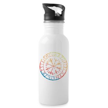 Compass Rune Viking Vegvisir - Water bottle with straw - white - Right