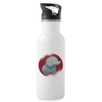Elephant Africa Trunk Circus Zoo Wilderness Safari - Water bottle with straw - white - Right