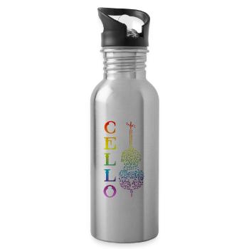 Cellist violoncello player cello - Water bottle with straw - silver - Right