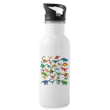 Dinosaurier-Arten Grafiken Dino T-Rex Jungen Dinos - Trinkflasche mit integriertem Trinkhalm - Weiß - Rechts