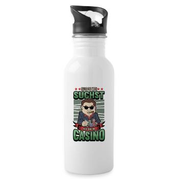 Lustig Poker Casino Glücksspiel Spruch Geschenk - Trinkflasche mit integriertem Trinkhalm - Weiß - Rechts