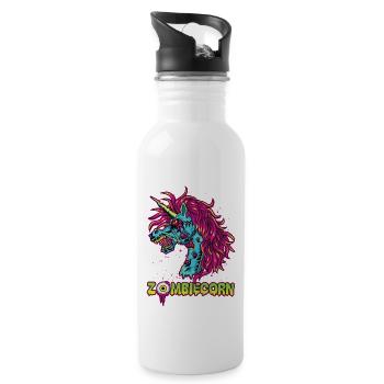 Zombie Unicorn Halloween Skull Gothic Goth Punk Zo - Water bottle with straw - white - Right