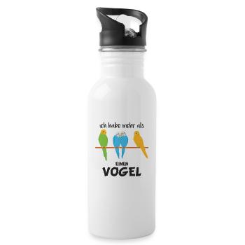 witziges Vogel Wellensittich Geschenk - Trinkflasche mit integriertem Trinkhalm - Weiß - Rechts