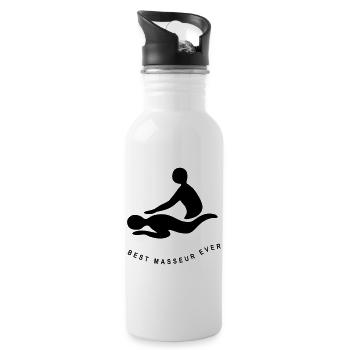 BEST MASSEUR EVER - Trinkflasche mit integriertem Trinkhalm - Weiß - Rechts