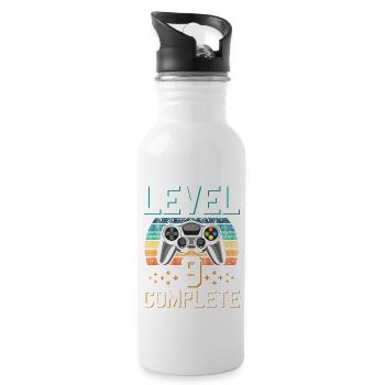 Level 9 Complete 9 ans Gamer Jeune cadeau - Gourde avec paille intégrée - blanc - Droite
