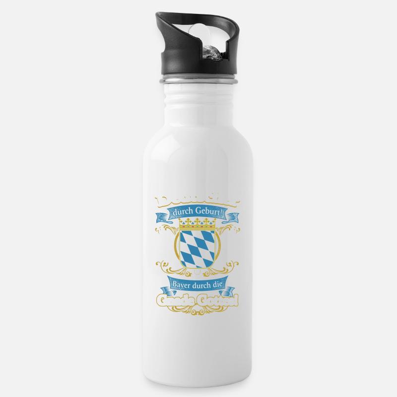 Stolzer Bayer durch die Gnade Gottes - Trinkflasche mit integriertem Trinkhalm - Weiß