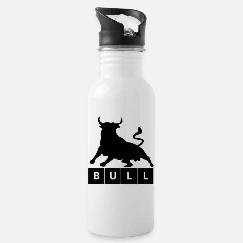 Design de silhouette noire - Gourde avec paille intégrée - blanc