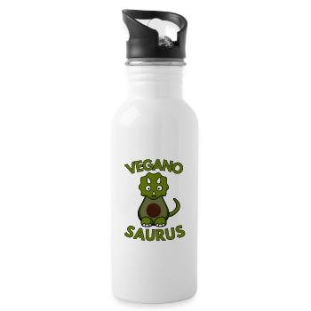 Veganosaurus for Vegans Living vegans - Water bottle with straw - white - Right