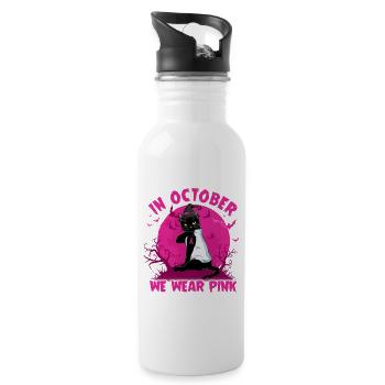 In October We Wear Pink Halloween T Shirt - Trinkflasche mit integriertem Trinkhalm - Weiß - Rechts