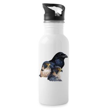 Raven and Falcons - Water bottle with straw - white - Right