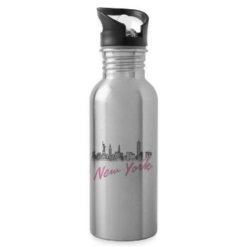 new York - Water bottle with straw - silver - Right