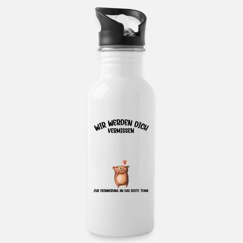 Wir werden dich Vermissen beste Team Abschied - Trinkflasche mit integriertem Trinkhalm - Weiß