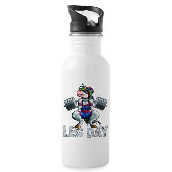 Leg Day Squat Unicorn Weight Lifter Barbell Gym Tr - Water bottle with straw - white - Right