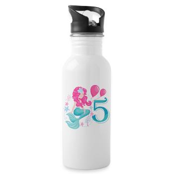 5th Birthday Mermaid Five Years - Water bottle with straw - white - Right
