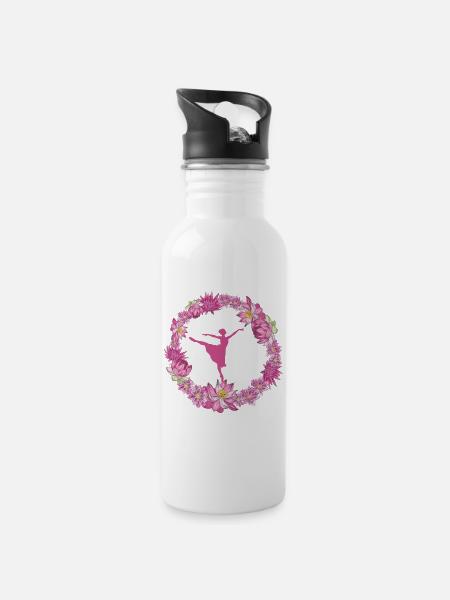 Dance blumenkranz - Trinkflasche mit integriertem Trinkhalm - Weiß