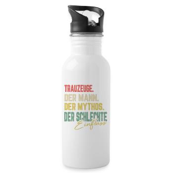 Trauzeuge Mann Mythos Bräutigam Verlobung Geschenk - Trinkflasche mit integriertem Trinkhalm - Weiß - Rechts