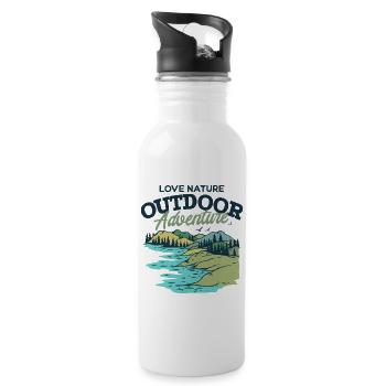 Outdoor Adventure Love Nature - Water bottle with straw - white - Right