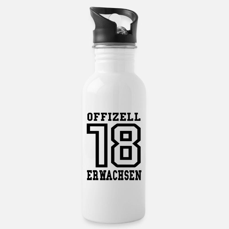 18. Geburtstag - Trinkflasche mit integriertem Trinkhalm - Weiß