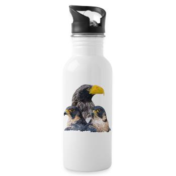 Riesenpigargo und Wanderfalke - Trinkflasche mit integriertem Trinkhalm - Weiß - Rechts