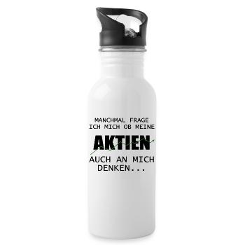 Aktien Spruch Aktienmarkt Investor Geschenk - Trinkflasche mit integriertem Trinkhalm - Weiß - Rechts