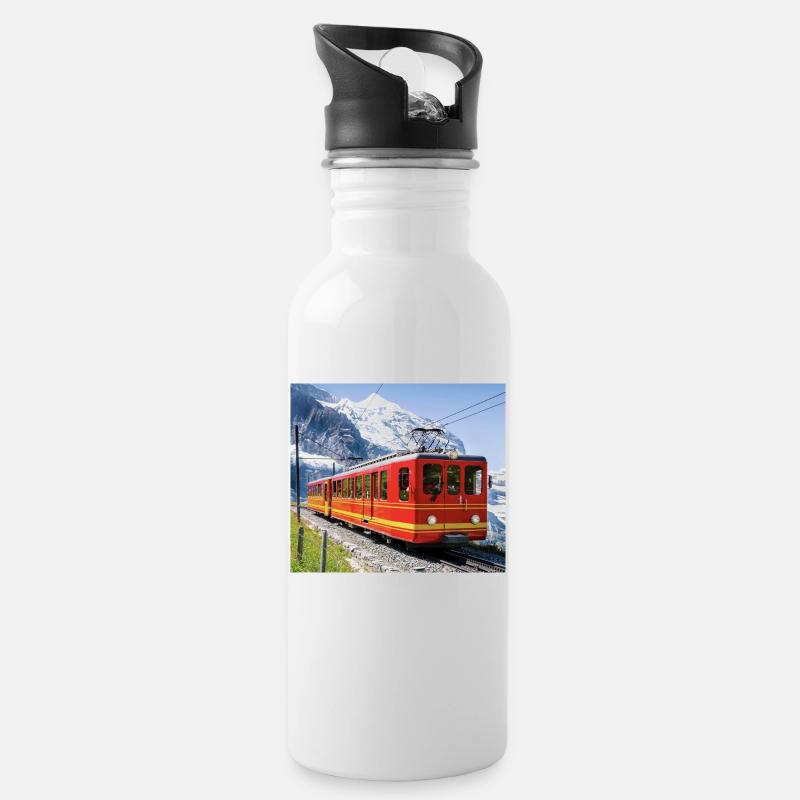 Jungfraujoch - Trinkflasche mit integriertem Trinkhalm - Weiß