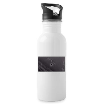 Conspiracy Realist Spaceship UFO Alien Theories Fu - Water bottle with straw - white - Right