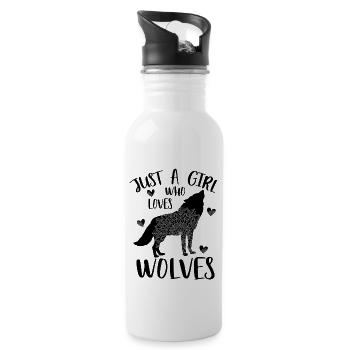 Just a girl who loves wolves - Water bottle with straw - white - Right