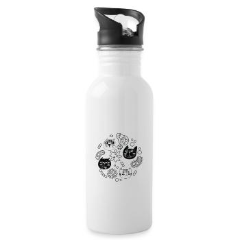 Meowcrobiologie microbiology science cat - Water bottle with straw - white - Right