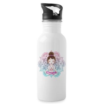 Zen Mandala - Trinkflasche mit integriertem Trinkhalm - Weiß - Rechts
