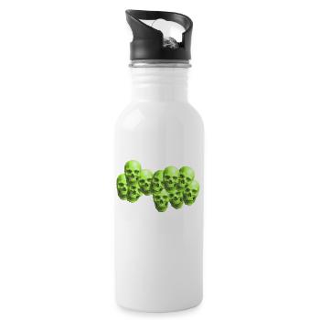 skull neon place art work trend style aesthetic - Water bottle with straw - white - Right