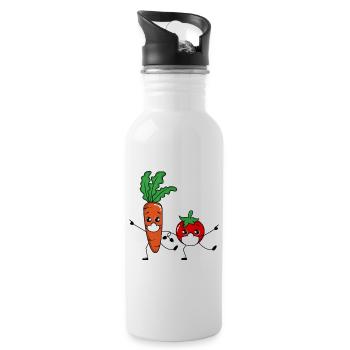 Dancing vegetables with mask vegeterian Vegan Tee - Trinkflasche mit integriertem Trinkhalm - Weiß - Rechts
