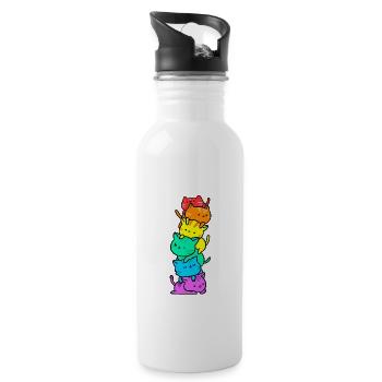 Chats Gay Pride - Gourde avec paille intégrée - blanc - Droite