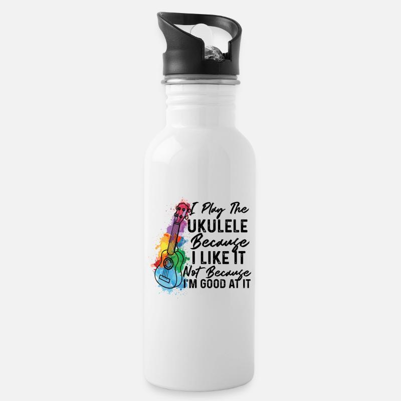 I Play The Ukulele Because I Like It Ukulele Playe - Trinkflasche mit integriertem Trinkhalm - Weiß