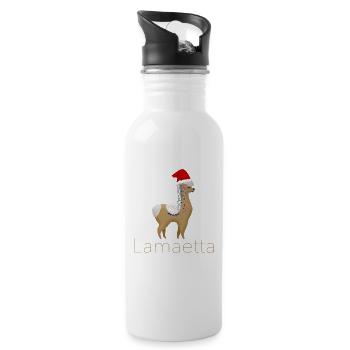 Weihnachten - Lama - Weihnachtlich - Lametta - Top - Trinkflasche mit integriertem Trinkhalm - Weiß - Rechts