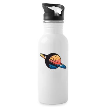 Planet Saturn Weltraum - Trinkflasche mit integriertem Trinkhalm - Weiß - Rechts