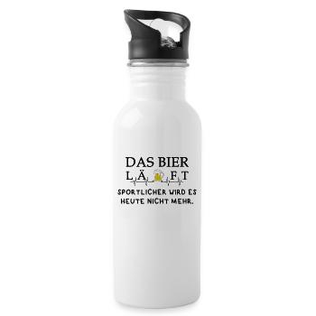 Das Bier läuft tolles Geschenk Lustig Slogan Fun - Trinkflasche mit integriertem Trinkhalm - Weiß - Rechts