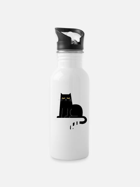 Lustige Nope Katze Maine Coon Perser Geschenk - Trinkflasche mit integriertem Trinkhalm - Weiß