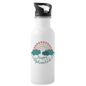 Happy Optometrist Rainbow Eye Test Landoltringe - Water bottle with straw - white - Right