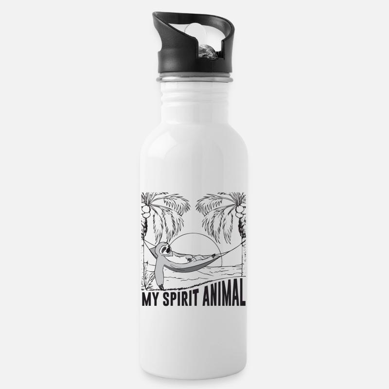 Sloth - Trinkflasche mit integriertem Trinkhalm - Weiß