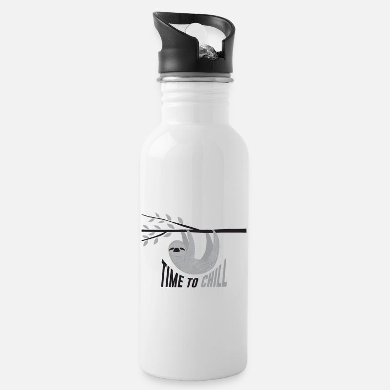 Sloth - Trinkflasche mit integriertem Trinkhalm - Weiß
