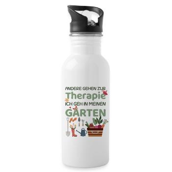 Therapie Garten - Trinkflasche mit integriertem Trinkhalm - Weiß - Rechts